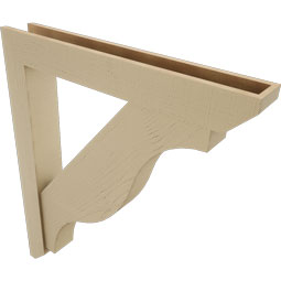 Ekena Millwork - BKTUR0554X38X44FST06RCPR - Timberthane Faux Wood Funston Style Bracket w/ Offset Brace, Slat Ends, 5 1/2"W x 38"D x 44"H, Primed Tan