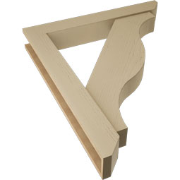Ekena Millwork - BKTUR0554X38X44FST06RCPR - Timberthane Faux Wood Funston Style Bracket w/ Offset Brace, Slat Ends, 5 1/2"W x 38"D x 44"H, Primed Tan
