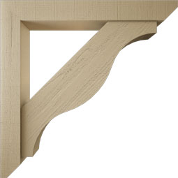 Ekena Millwork - BKTUR0554X40X40FST06RCPR - Timberthane Faux Wood Funston Style Bracket w/ Offset Brace, Slat Ends, 5 1/2"W x 40"D x 40"H, Primed Tan