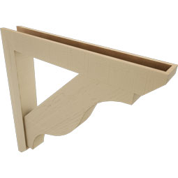 Ekena Millwork - BKTUR0554X40X40FST06RCPR - Timberthane Faux Wood Funston Style Bracket w/ Offset Brace, Slat Ends, 5 1/2"W x 40"D x 40"H, Primed Tan