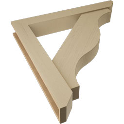 Ekena Millwork - BKTUR0554X40X40FST06RCPR - Timberthane Faux Wood Funston Style Bracket w/ Offset Brace, Slat Ends, 5 1/2"W x 40"D x 40"H, Primed Tan