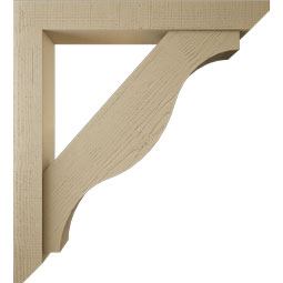 Ekena Millwork - BKTUR0554X40X44FST06RCPR - Timberthane Faux Wood Funston Style Bracket w/ Offset Brace, Slat Ends, 5 1/2"W x 40"D x 44"H, Primed Tan