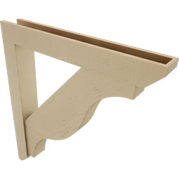 Ekena Millwork - BKTUR0554X40X44FST06RCPR - Timberthane Faux Wood Funston Style Bracket w/ Offset Brace, Slat Ends, 5 1/2"W x 40"D x 44"H, Primed Tan