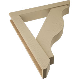 Ekena Millwork - BKTUR0554X40X44FST06RCPR - Timberthane Faux Wood Funston Style Bracket w/ Offset Brace, Slat Ends, 5 1/2"W x 40"D x 44"H, Primed Tan