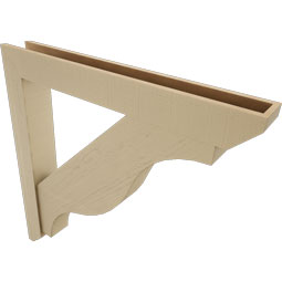 Ekena Millwork - BKTUR0554X42X42FST06RCPR - Timberthane Faux Wood Funston Style Bracket w/ Offset Brace, Slat Ends, 5 1/2"W x 42"D x 42"H, Primed Tan
