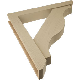 Ekena Millwork - BKTUR0554X42X42FST06RCPR - Timberthane Faux Wood Funston Style Bracket w/ Offset Brace, Slat Ends, 5 1/2"W x 42"D x 42"H, Primed Tan
