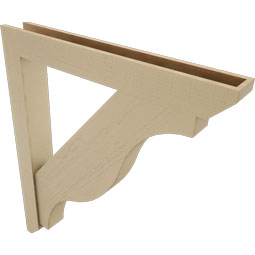 Ekena Millwork - BKTUR0554X42X48FST06RCPR - Timberthane Faux Wood Funston Style Bracket w/ Offset Brace, Slat Ends, 5 1/2"W x 42"D x 48"H, Primed Tan