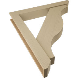Ekena Millwork - BKTUR0554X42X48FST06RCPR - Timberthane Faux Wood Funston Style Bracket w/ Offset Brace, Slat Ends, 5 1/2"W x 42"D x 48"H, Primed Tan