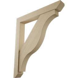 Ekena Millwork - BKTUR0554X42X48FST06RCPR - Timberthane Faux Wood Funston Style Bracket w/ Offset Brace, Slat Ends, 5 1/2"W x 42"D x 48"H, Primed Tan