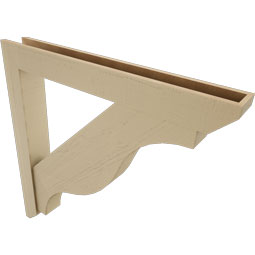 Ekena Millwork - BKTUR0554X44X44FST06RCPR - Timberthane Faux Wood Funston Style Bracket w/ Offset Brace, Slat Ends, 5 1/2"W x 44"D x 44"H, Primed Tan