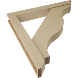 Ekena Millwork - BKTUR0554X46X46FST06RCPR - Timberthane Faux Wood Funston Style Bracket w/ Offset Brace, Slat Ends, 5 1/2"W x 46"D x 46"H, Primed Tan