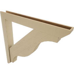 Ekena Millwork - BKTUR0554X48X48FST06RCPR - Timberthane Faux Wood Funston Style Bracket w/ Offset Brace, Slat Ends, 5 1/2"W x 48"D x 48"H, Primed Tan