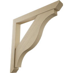 Ekena Millwork - BKTUR0554X48X48FST06RCPR - Timberthane Faux Wood Funston Style Bracket w/ Offset Brace, Slat Ends, 5 1/2"W x 48"D x 48"H, Primed Tan