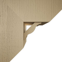 Ekena Millwork - BKTUR0756X18X18FST06RCPR - Timberthane Faux Wood Funston Style Bracket w/ Offset Brace, Slat Ends, 7 1/2"W x 18"D x 18"H, Primed Tan