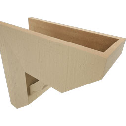 Ekena Millwork - BKTUR0756X18X18FST06RCPR - Timberthane Faux Wood Funston Style Bracket w/ Offset Brace, Slat Ends, 7 1/2"W x 18"D x 18"H, Primed Tan