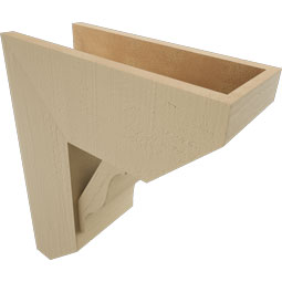 Ekena Millwork - BKTUR0756X18X22FST06RCPR - Timberthane Faux Wood Funston Style Bracket w/ Offset Brace, Slat Ends, 7 1/2"W x 18"D x 22"H, Primed Tan