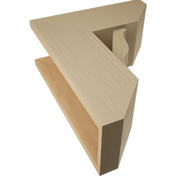 Ekena Millwork - BKTUR0756X18X22FST06RCPR - Timberthane Faux Wood Funston Style Bracket w/ Offset Brace, Slat Ends, 7 1/2"W x 18"D x 22"H, Primed Tan