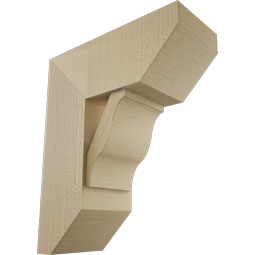 Ekena Millwork - BKTUR0756X18X22FST06RCPR - Timberthane Faux Wood Funston Style Bracket w/ Offset Brace, Slat Ends, 7 1/2"W x 18"D x 22"H, Primed Tan
