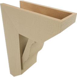 Ekena Millwork - BKTUR0756X18X26FST06RCPR - Timberthane Faux Wood Funston Style Bracket w/ Offset Brace, Slat Ends, 7 1/2"W x 18"D x 26"H, Primed Tan