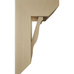 Ekena Millwork - BKTUR0756X18X30FST06RCPR - Timberthane Faux Wood Funston Style Bracket w/ Offset Brace, Slat Ends, 7 1/2"W x 18"D x 30"H, Primed Tan