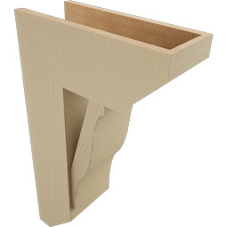 Ekena Millwork - BKTUR0756X18X30FST06RCPR - Timberthane Faux Wood Funston Style Bracket w/ Offset Brace, Slat Ends, 7 1/2"W x 18"D x 30"H, Primed Tan