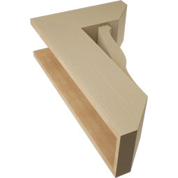 Ekena Millwork - BKTUR0756X18X30FST06RCPR - Timberthane Faux Wood Funston Style Bracket w/ Offset Brace, Slat Ends, 7 1/2"W x 18"D x 30"H, Primed Tan