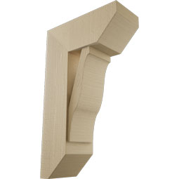 Ekena Millwork - BKTUR0756X18X30FST06RCPR - Timberthane Faux Wood Funston Style Bracket w/ Offset Brace, Slat Ends, 7 1/2"W x 18"D x 30"H, Primed Tan