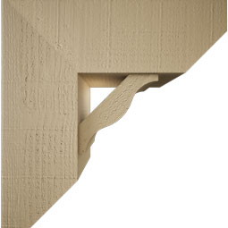 Ekena Millwork - BKTUR0756X20X20FST06RCPR - Timberthane Faux Wood Funston Style Bracket w/ Offset Brace, Slat Ends, 7 1/2"W x 20"D x 20"H, Primed Tan