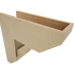 Ekena Millwork - BKTUR0756X20X20FST06RCPR - Timberthane Faux Wood Funston Style Bracket w/ Offset Brace, Slat Ends, 7 1/2"W x 20"D x 20"H, Primed Tan