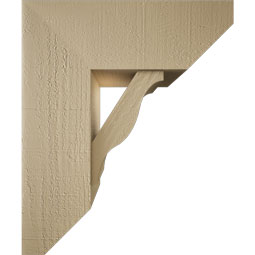 Ekena Millwork - BKTUR0756X20X24FST06RCPR - Timberthane Faux Wood Funston Style Bracket w/ Offset Brace, Slat Ends, 7 1/2"W x 20"D x 24"H, Primed Tan