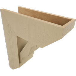 Ekena Millwork - BKTUR0756X20X24FST06RCPR - Timberthane Faux Wood Funston Style Bracket w/ Offset Brace, Slat Ends, 7 1/2"W x 20"D x 24"H, Primed Tan