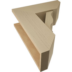 Ekena Millwork - BKTUR0756X20X24FST06RCPR - Timberthane Faux Wood Funston Style Bracket w/ Offset Brace, Slat Ends, 7 1/2"W x 20"D x 24"H, Primed Tan