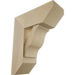 Ekena Millwork - BKTUR0756X20X24FST06RCPR - Timberthane Faux Wood Funston Style Bracket w/ Offset Brace, Slat Ends, 7 1/2"W x 20"D x 24"H, Primed Tan
