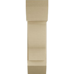 Ekena Millwork - BKTUR0756X20X28FST06RCPR - Timberthane Faux Wood Funston Style Bracket w/ Offset Brace, Slat Ends, 7 1/2"W x 20"D x 28"H, Primed Tan