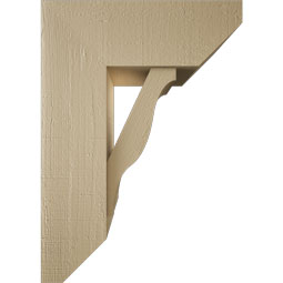 Ekena Millwork - BKTUR0756X20X28FST06RCPR - Timberthane Faux Wood Funston Style Bracket w/ Offset Brace, Slat Ends, 7 1/2"W x 20"D x 28"H, Primed Tan