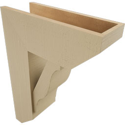 Ekena Millwork - BKTUR0756X20X28FST06RCPR - Timberthane Faux Wood Funston Style Bracket w/ Offset Brace, Slat Ends, 7 1/2"W x 20"D x 28"H, Primed Tan