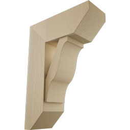Ekena Millwork - BKTUR0756X20X28FST06RCPR - Timberthane Faux Wood Funston Style Bracket w/ Offset Brace, Slat Ends, 7 1/2"W x 20"D x 28"H, Primed Tan