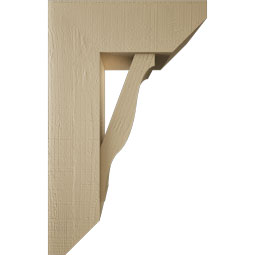 Ekena Millwork - BKTUR0756X20X32FST06RCPR - Timberthane Faux Wood Funston Style Bracket w/ Offset Brace, Slat Ends, 7 1/2"W x 20"D x 32"H, Primed Tan