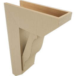 Ekena Millwork - BKTUR0756X20X32FST06RCPR - Timberthane Faux Wood Funston Style Bracket w/ Offset Brace, Slat Ends, 7 1/2"W x 20"D x 32"H, Primed Tan