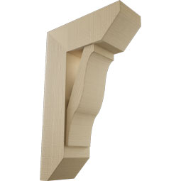 Ekena Millwork - BKTUR0756X20X32FST06RCPR - Timberthane Faux Wood Funston Style Bracket w/ Offset Brace, Slat Ends, 7 1/2"W x 20"D x 32"H, Primed Tan