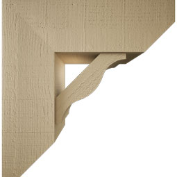 Ekena Millwork - BKTUR0756X22X22FST06RCPR - Timberthane Faux Wood Funston Style Bracket w/ Offset Brace, Slat Ends, 7 1/2"W x 22"D x 22"H, Primed Tan