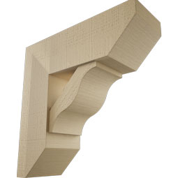 Ekena Millwork - BKTUR0756X22X22FST06RCPR - Timberthane Faux Wood Funston Style Bracket w/ Offset Brace, Slat Ends, 7 1/2"W x 22"D x 22"H, Primed Tan