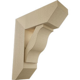Ekena Millwork - BKTUR0756X22X26FST06RCPR - Timberthane Faux Wood Funston Style Bracket w/ Offset Brace, Slat Ends, 7 1/2"W x 22"D x 26"H, Primed Tan