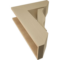 Ekena Millwork - BKTUR0756X22X30FST06RCPR - Timberthane Faux Wood Funston Style Bracket w/ Offset Brace, Slat Ends, 7 1/2"W x 22"D x 30"H, Primed Tan