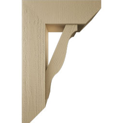 Ekena Millwork - BKTUR0756X22X34FST06RCPR - Timberthane Faux Wood Funston Style Bracket w/ Offset Brace, Slat Ends, 7 1/2"W x 22"D x 34"H, Primed Tan