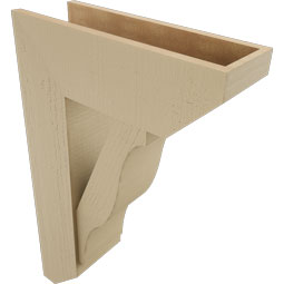 Ekena Millwork - BKTUR0756X22X34FST06RCPR - Timberthane Faux Wood Funston Style Bracket w/ Offset Brace, Slat Ends, 7 1/2"W x 22"D x 34"H, Primed Tan