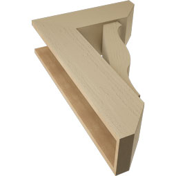 Ekena Millwork - BKTUR0756X22X34FST06RCPR - Timberthane Faux Wood Funston Style Bracket w/ Offset Brace, Slat Ends, 7 1/2"W x 22"D x 34"H, Primed Tan