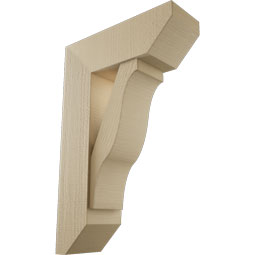 Ekena Millwork - BKTUR0756X22X34FST06RCPR - Timberthane Faux Wood Funston Style Bracket w/ Offset Brace, Slat Ends, 7 1/2"W x 22"D x 34"H, Primed Tan