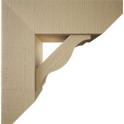 Ekena Millwork - BKTUR0756X24X24FST06RCPR - Timberthane Faux Wood Funston Style Bracket w/ Offset Brace, Slat Ends, 7 1/2"W x 24"D x 24"H, Primed Tan