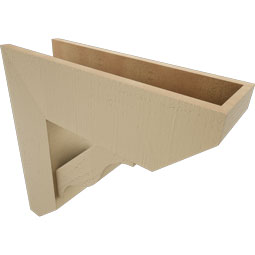 Ekena Millwork - BKTUR0756X24X24FST06RCPR - Timberthane Faux Wood Funston Style Bracket w/ Offset Brace, Slat Ends, 7 1/2"W x 24"D x 24"H, Primed Tan